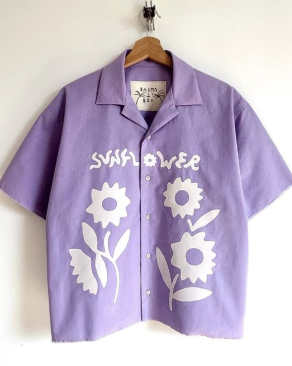 loose fit printed five sleeve shirt